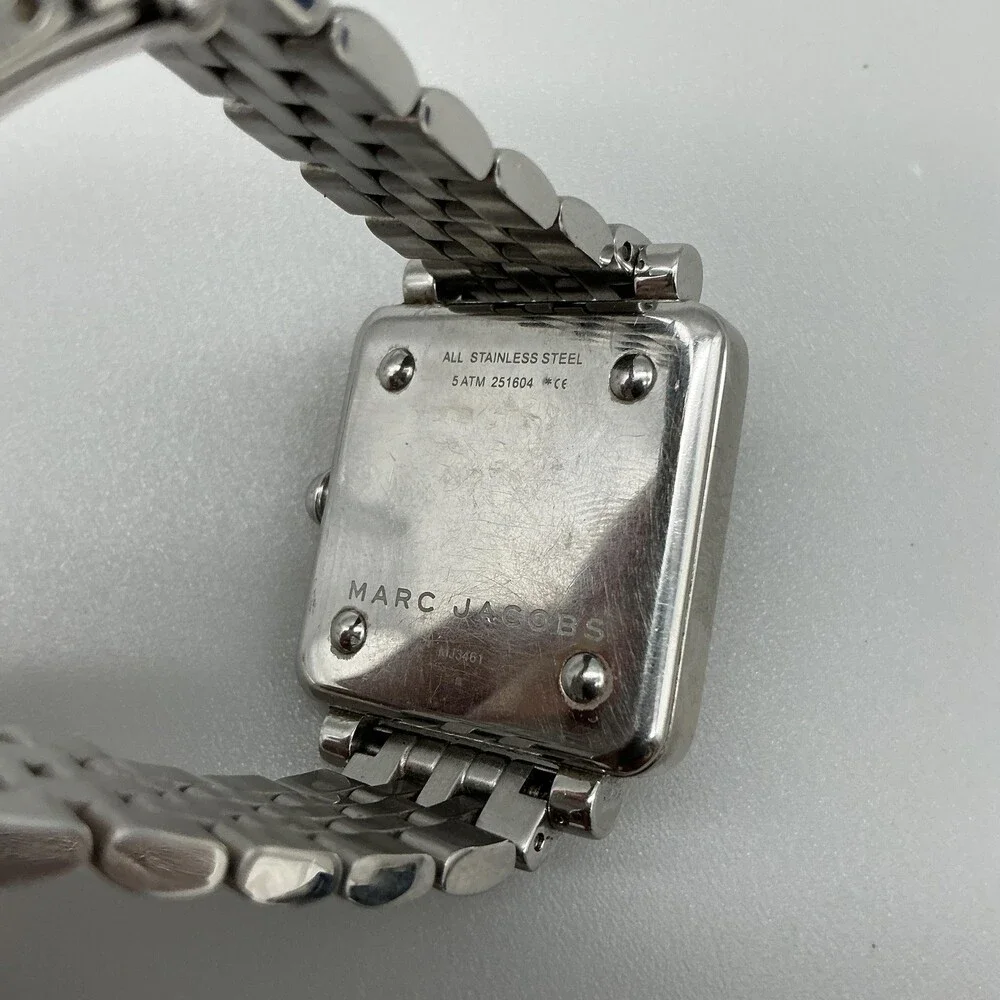 Marc Jacobs MJ3461 Womens Watch 30mm Square Dial Stainless New Battery 6